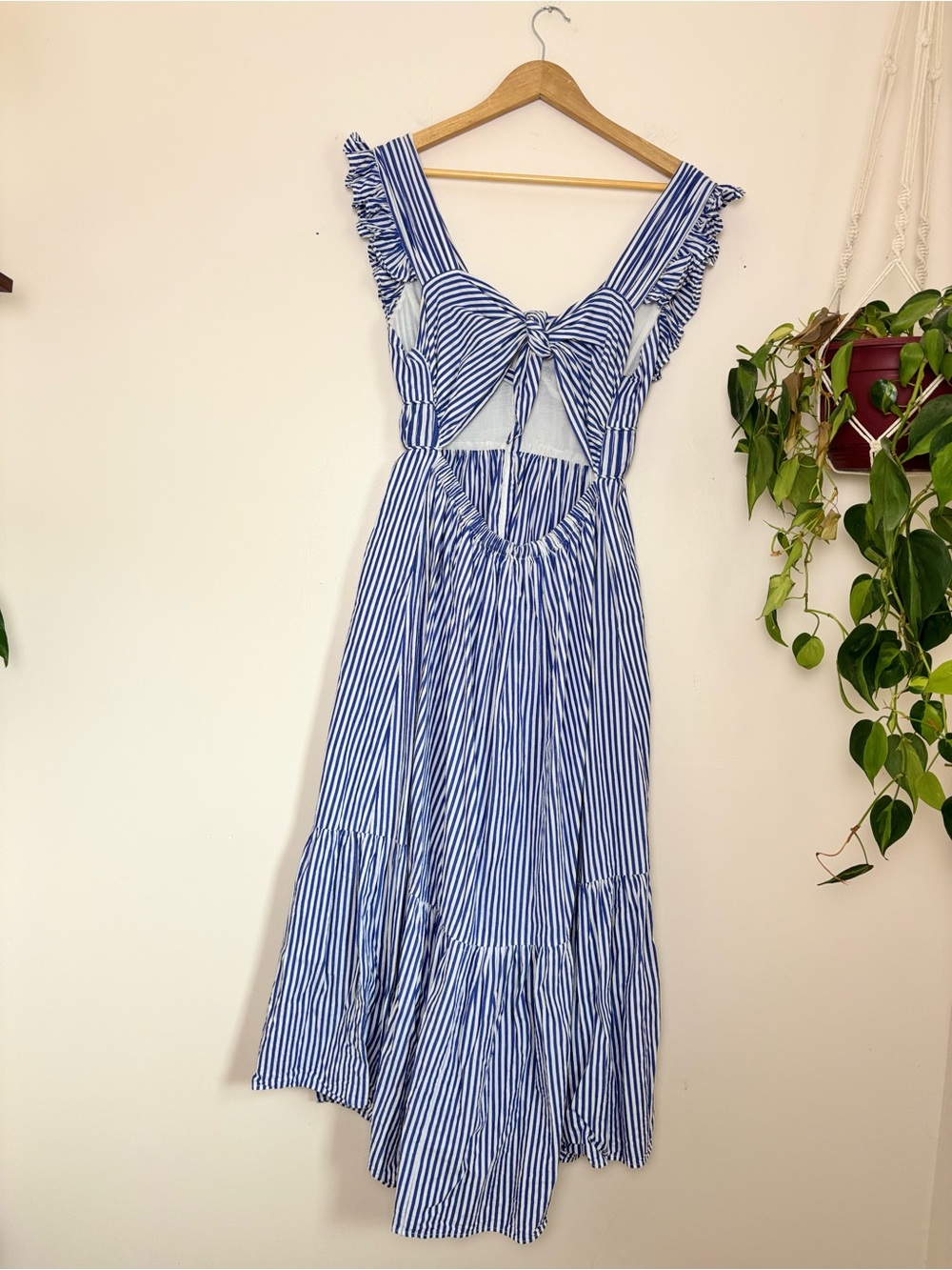 O.P.T. Stella Blue & White Stripe Midi Dress - Picture 7 of 8